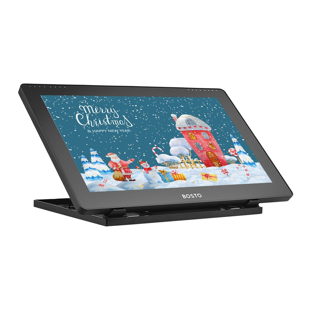 BOSTO 16HD 15.6 Inch IPS Graphics Drawing Digital Tablets Display Monitor 8192 Pressure Level with Rechargeable Stylus Pen