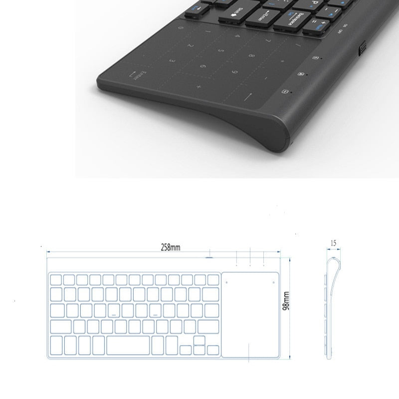 Jelly Comb 2.4G Wireless Keyboard with Number Touchpad Mouse Thin Numeric Keypad for Android Windows Desktop Laptop PC TV Box