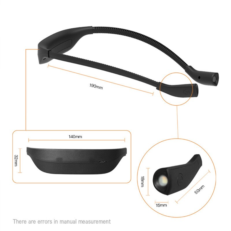 Dimmable LED Neck Light Book Reading Lamp 3 Colors Light Flexible Handsfree USB Rechargeable Led Neck Reading Light Flashlight