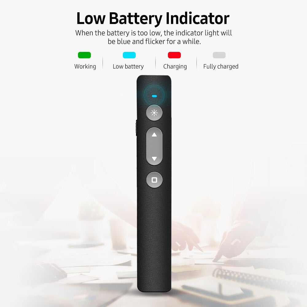 Remote Red Light Pointer 2.4GHz Wireless Presenter Rechargeable Presentation Clicker Wireless Presenter USB PPT Flip Pen
