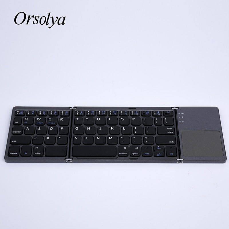 Foldable Bluetooth Keyboard, Portable Rechargable Mini Wireless Keyboard with Touchpad for Android, Windows, PC, Tablet
