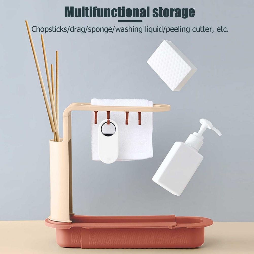 Telescopic Sink Storage Drain Rack Adjustable Kitchen Drain Storage Basket Expandable Sink Rack Holder Household Kitchen Gadgets