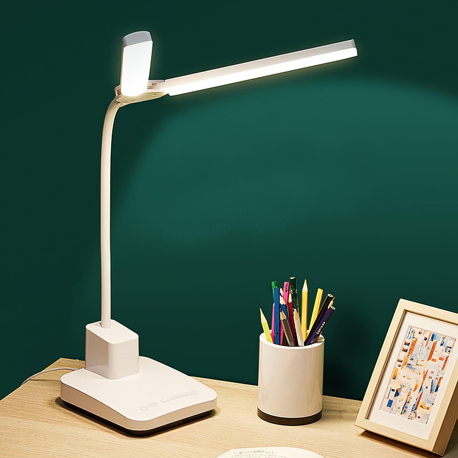 20 LEDs Double Head Desk Lamp White/Warm/Naturel Adjustable Table Light 180 Degrees Rotary Kids Reading Lamp USB Charging