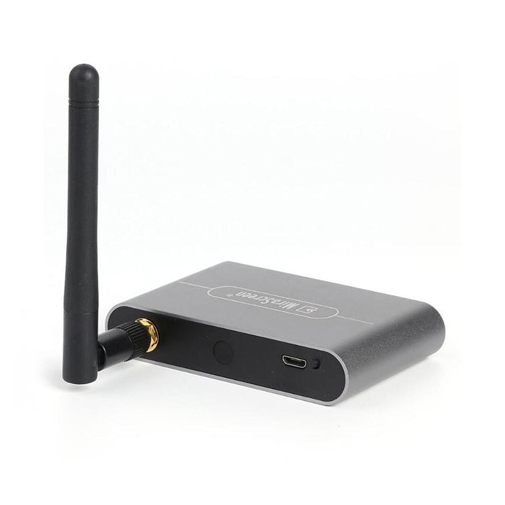 X6W Plus 4K Wireless Display Receiver 2.4GHz&5GHz Dual-frequency Wireless Dongle with External Antenna HD VGA Audio Ports Grey