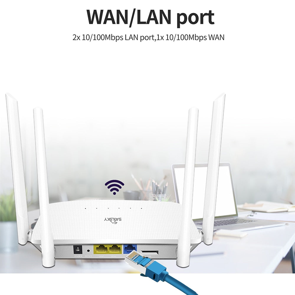 XM286 Wireless Router 4G LTE WiFi Router 300Mbps High Speed with 4 High-gain External Antennas SIM Card Slot EU Plug