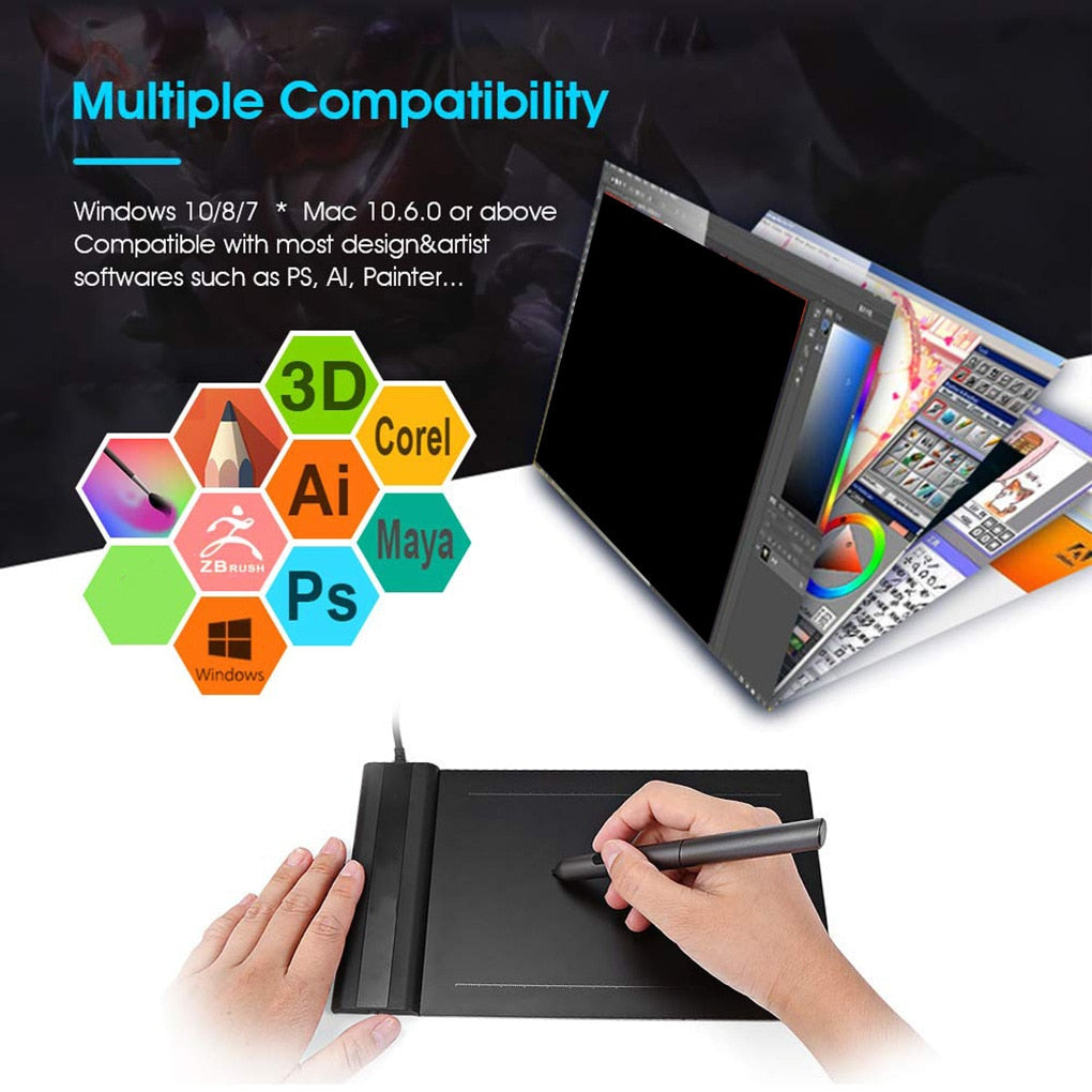 Drawing Tablet VEIKK S640 Graphic Board Ultra-Thin 6x4-inch Pen Tablet With 8192 Levels Passive Pen NEW