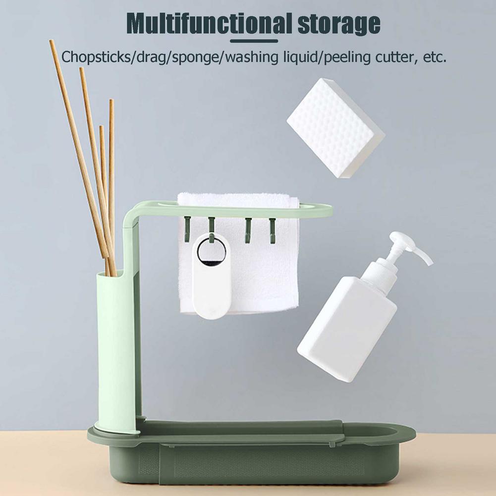 Telescopic Sink Storage Drain Rack Adjustable Kitchen Drain Storage Basket Expandable Sink Rack Holder Household Kitchen Gadgets