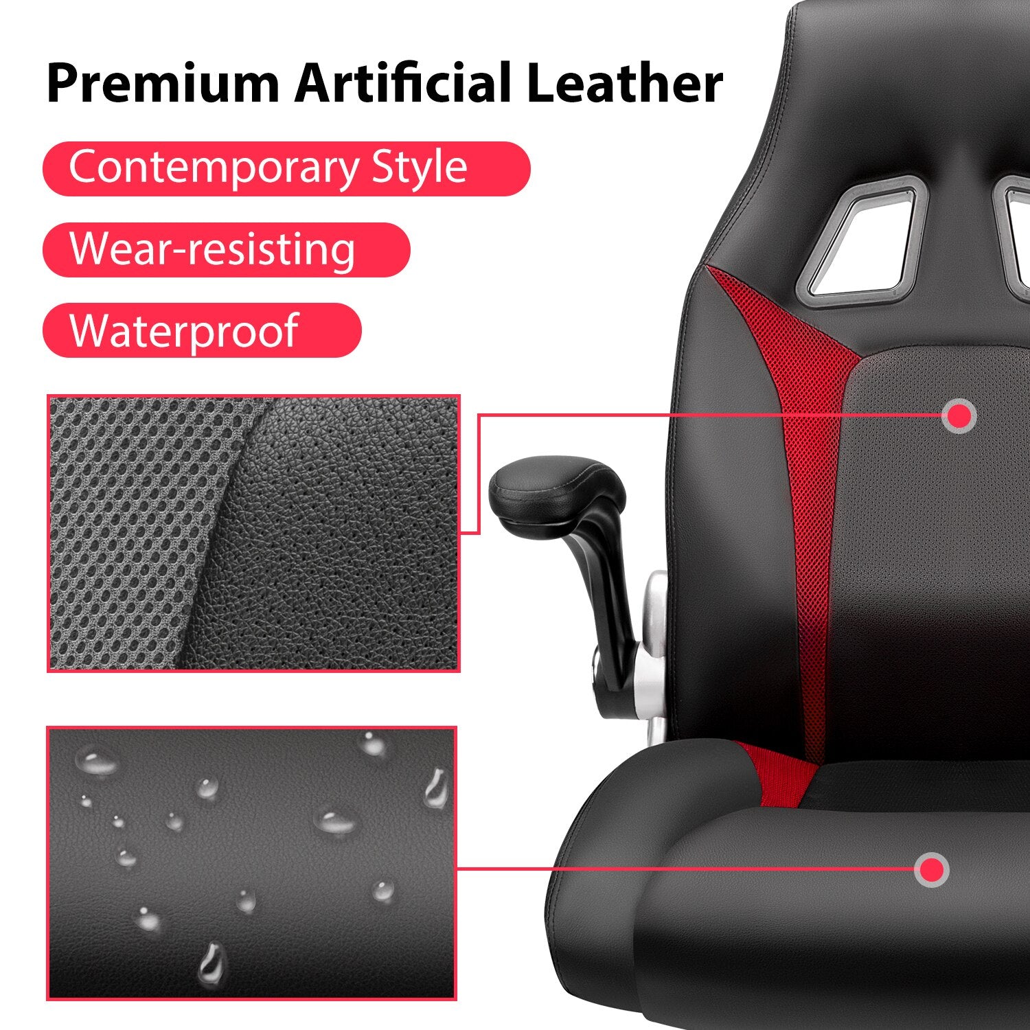 Furgle Gaming Chair Office Chair Swivel Chair Height-Adjustable Gaming Chair PC Chair Ergonomic Executive Chair with Armrests