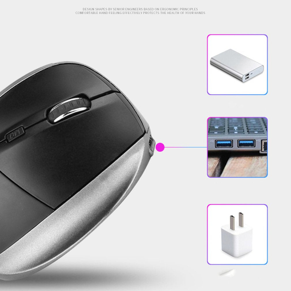 Wireless Vertical Optical Computer Mouse Ergonomic Rechargeable Gaming Mouse Upright PC Game Console Office Mice
