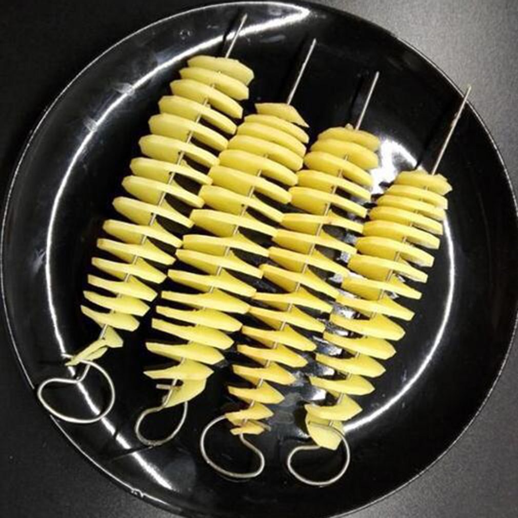 Rotate Potato Slicer Stainless Steel Potato Slice Cutter Spiral DIY Manual Creative Potato Cutter Slicer Kitchen Gadgets
