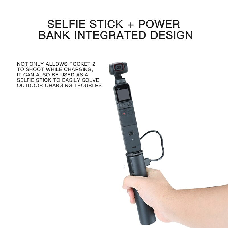 osmo camera charger mobile power charging bank handle selfie stick holder for dji osmo Pocket 2 / osmo Pocket / action camera