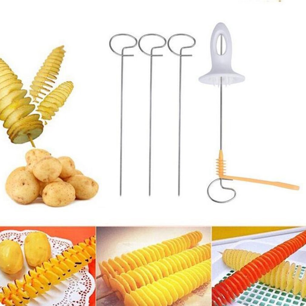 Rotate Potato Slicer Stainless Steel Potato Slice Cutter Spiral DIY Manual Creative Potato Cutter Slicer Kitchen Gadgets