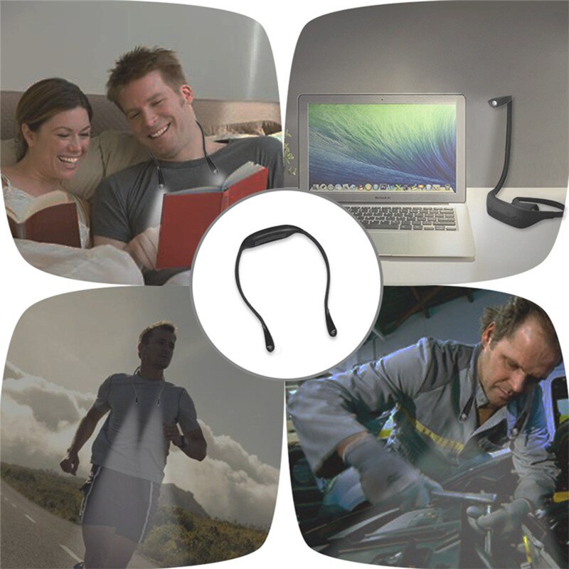 Dimmable LED Neck Light Book Reading Lamp 3 Colors Light Flexible Handsfree USB Rechargeable Led Neck Reading Light Flashlight