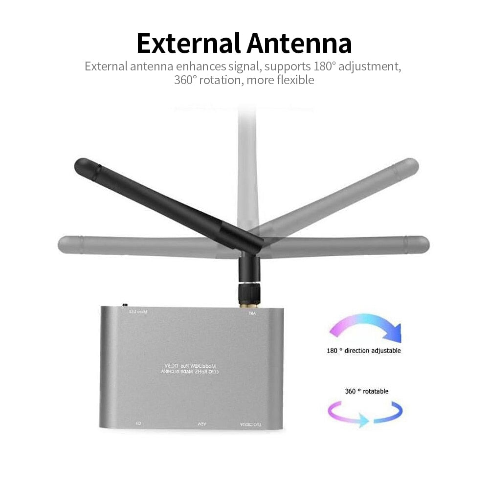 X6W Plus 4K Wireless Display Receiver 2.4GHz&5GHz Dual-frequency Wireless Dongle with External Antenna HD VGA Audio Ports Grey