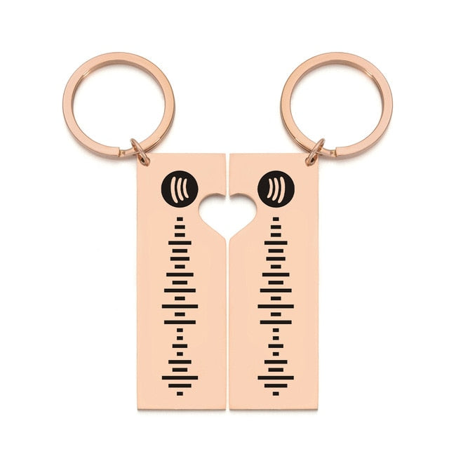 Personalized Music Spotify Scan Code Keychain For Women Men Stainless Steel Keyring Custom Laser Engrave Spotify Code Jewelry