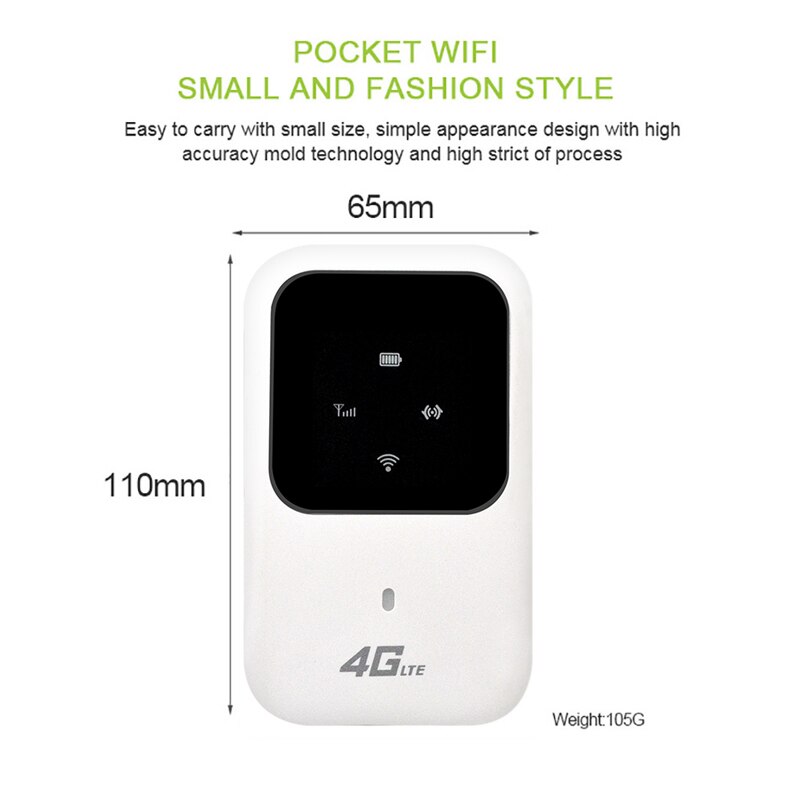 4G Pocket WiFi Router LTE Wireless Unlocked Travel Partner Modem with SIM Card Slot Support LTE FDD B1/B3/B5
