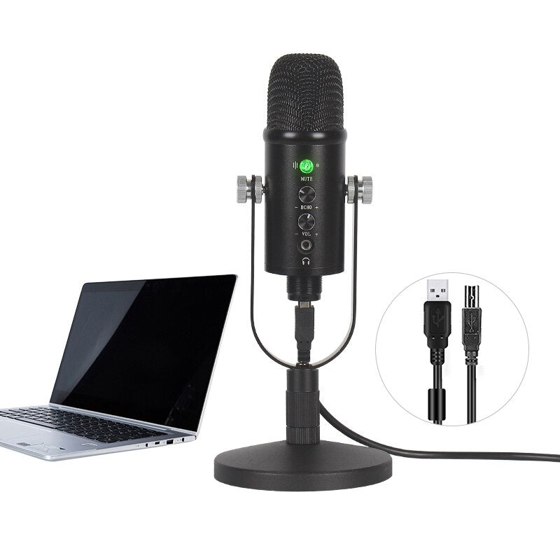 Professional Condenser Microphone with Stand USB Microfone For PC Computer Laptop KTV Radio Recording Gaming Streaming Mic