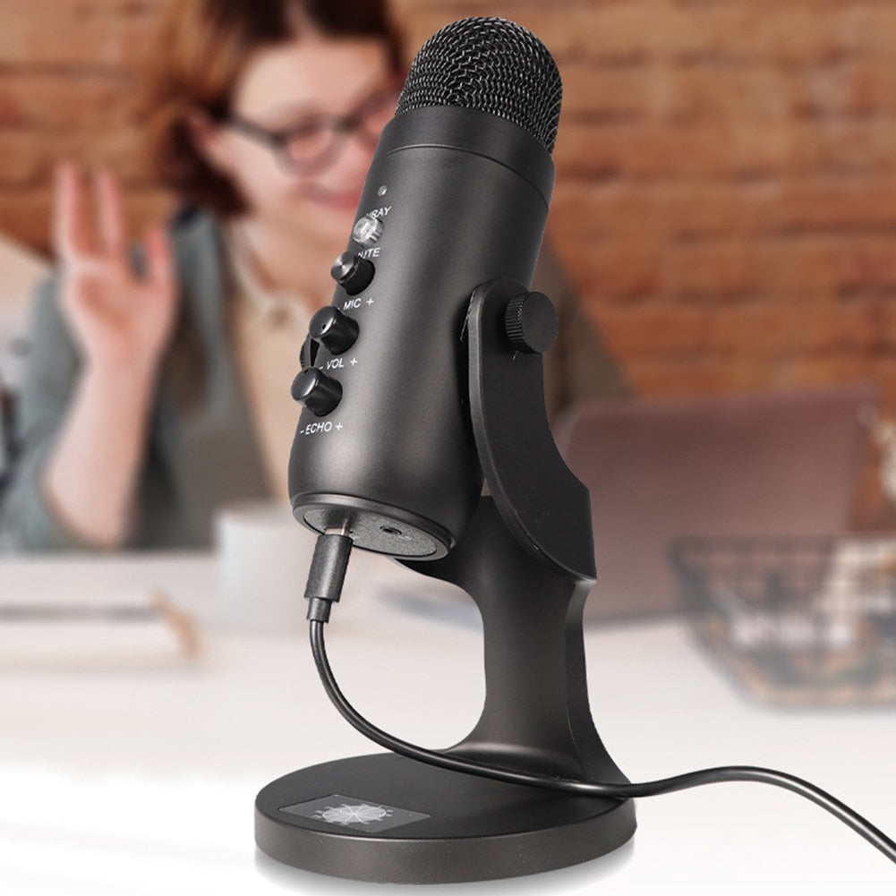 USB Condenser Microphone for Computer PC Mobile Phone Singing Gaming Streaming Podcasting Recording Mic with Monitor