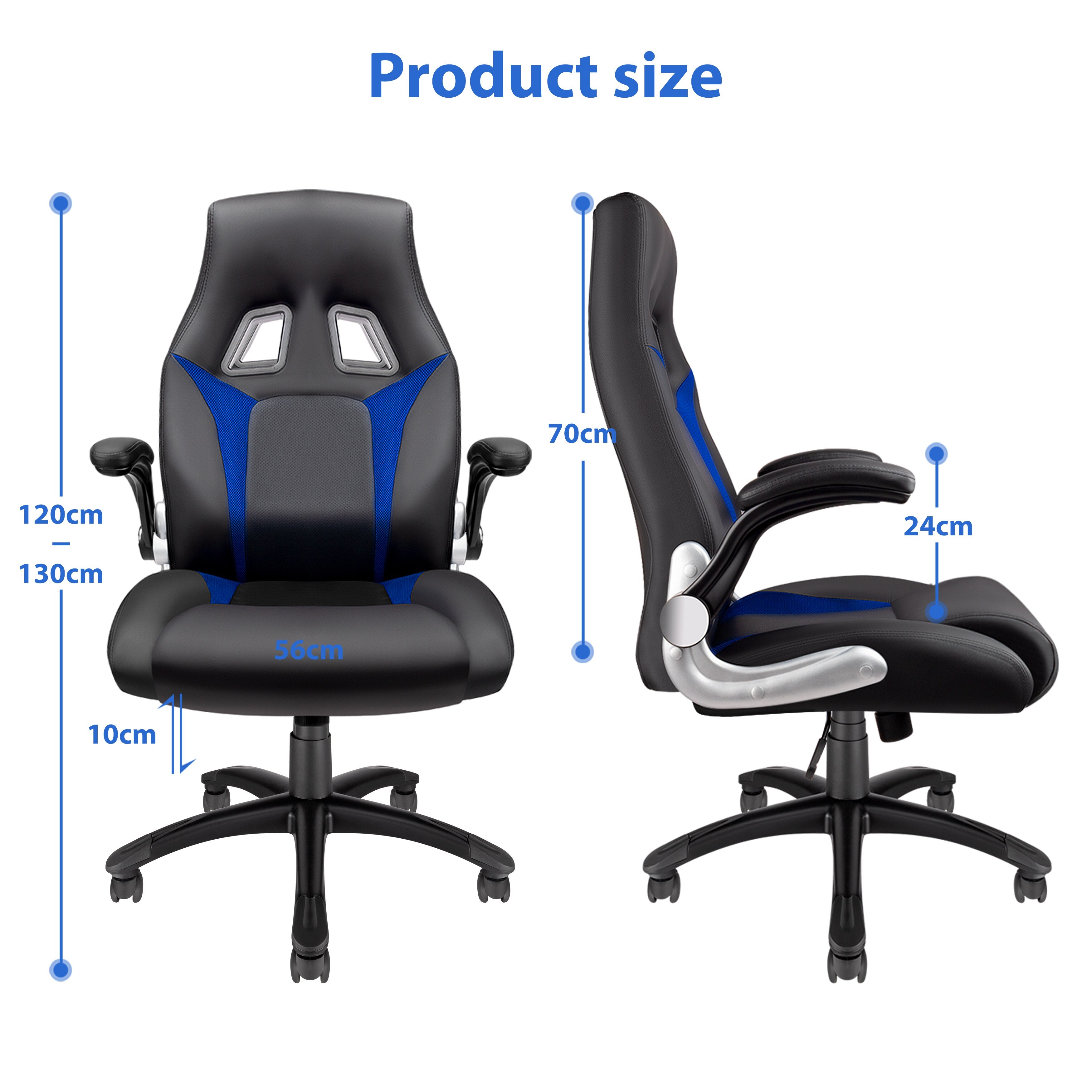 Furgle Gaming Chair Office Chair Swivel Chair Height-Adjustable Gaming Chair PC Chair Ergonomic Executive Chair with Armrests