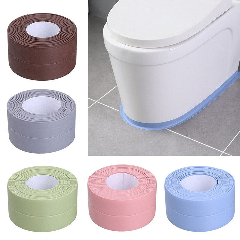1Roll Waterproof Mold Proof Adhesive Tape Durable Use PVC Material Kitchen Bathroom Wall Sealing Tape Gadgets 3.2M
