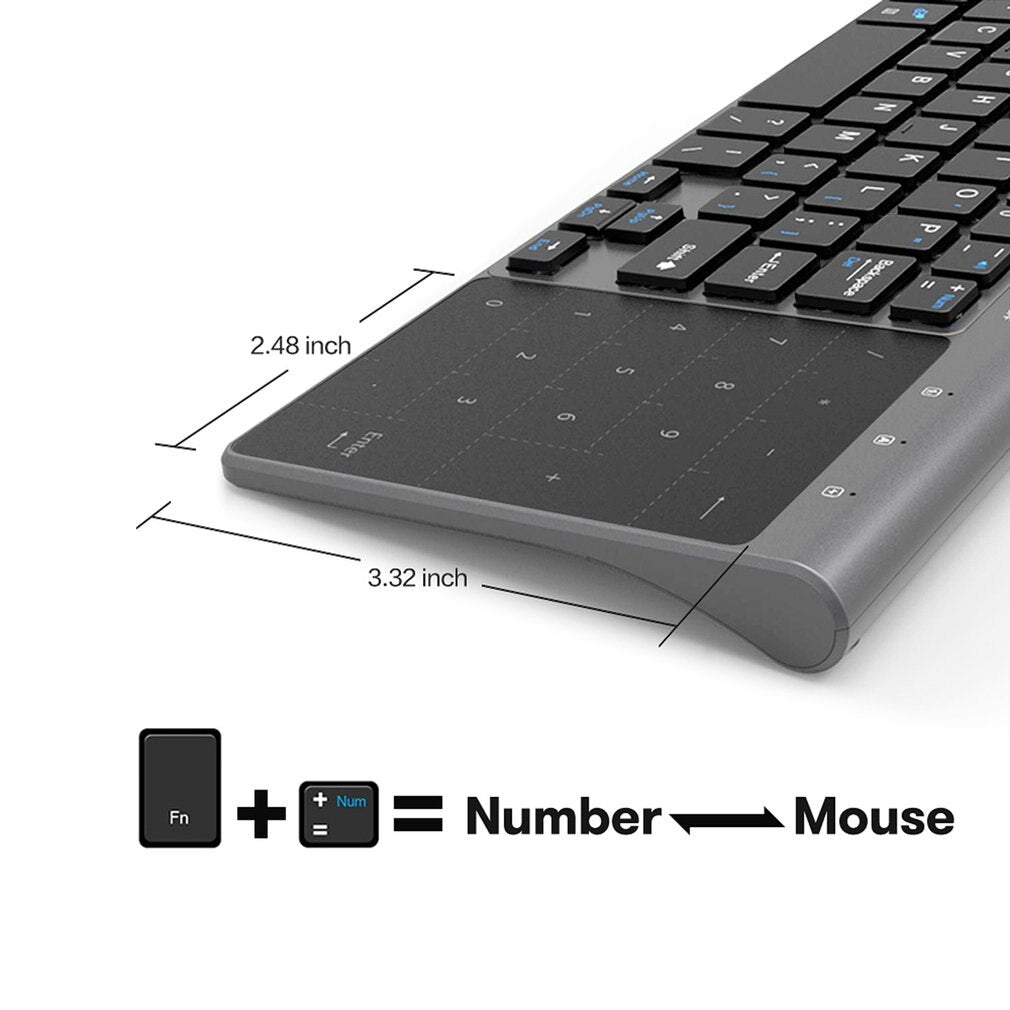 Thin 2.4Ghz Usb Wireless Mini Keyboard With Number Touchpad Numeric Keypad For Tablet Desktop Laptop Pc