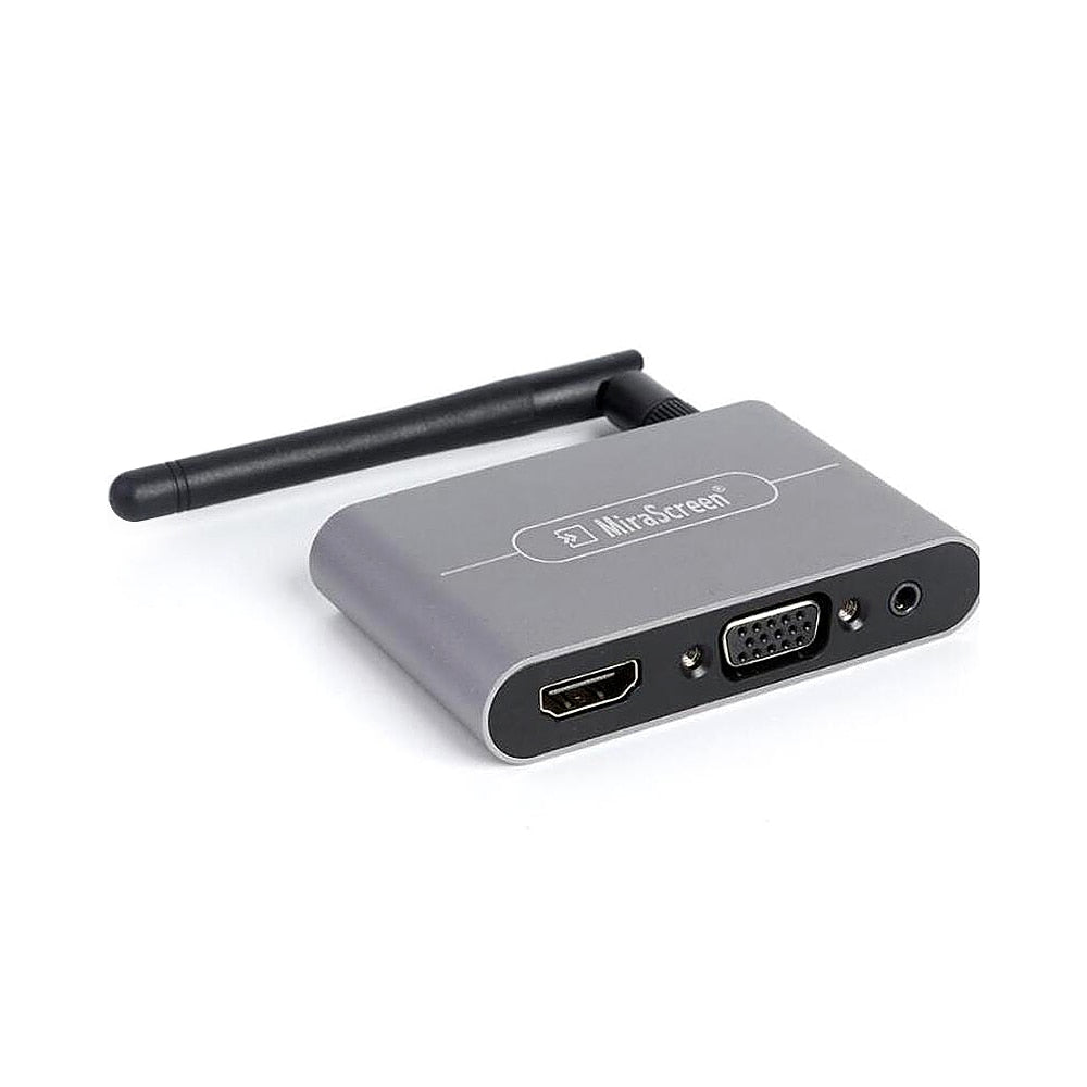 X6W Plus 4K Wireless Display Receiver 2.4GHz&5GHz Dual-frequency Wireless Dongle with External Antenna HD VGA Audio Ports Grey