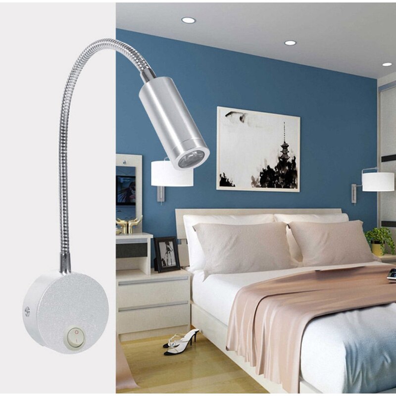 Three styles1W 3W LED Hoses Wall Lamp Flexible Home Hotel Bedside Reading Lamp Wall Light Modern Fashion Book Lights  LED Bulbs