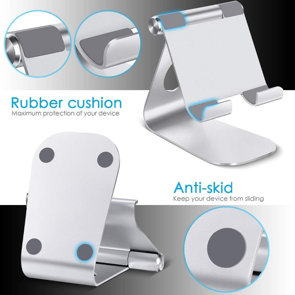 Tablet Stand Adjustable,Aluminum Desktop Stand Holder Dock Compatible 4-13 inch Tablet for iPad 9.7,10.5,12.9,Kindle,Nexus