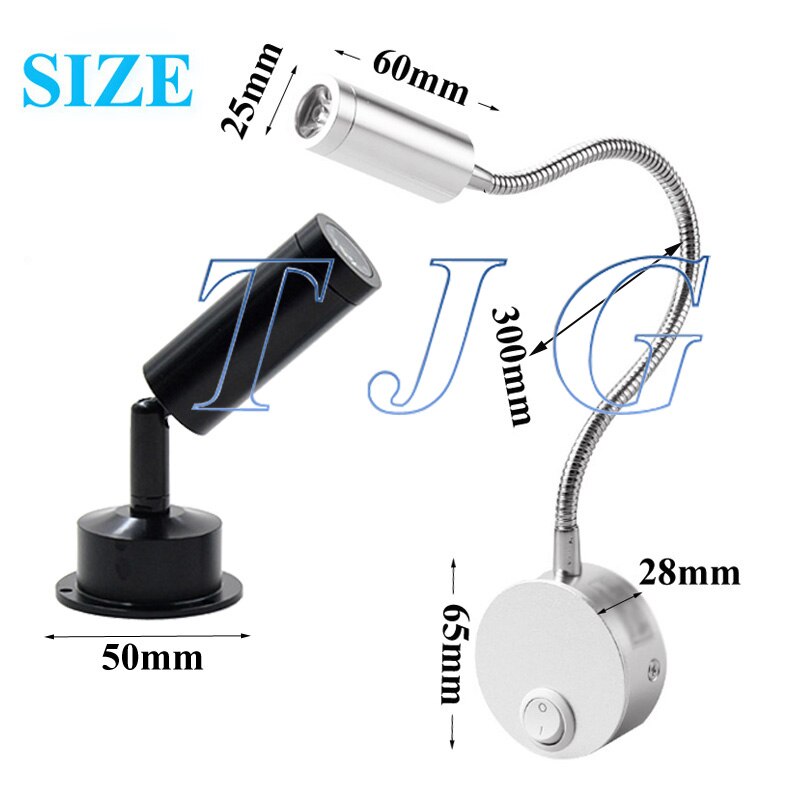 Three styles1W 3W LED Hoses Wall Lamp Flexible Home Hotel Bedside Reading Lamp Wall Light Modern Fashion Book Lights  LED Bulbs