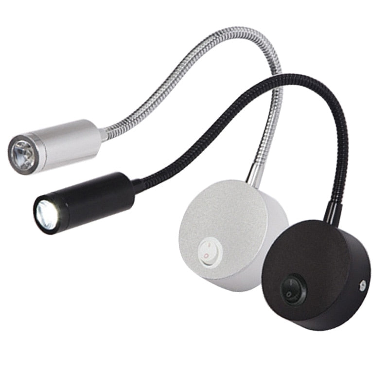 Three styles1W 3W LED Hoses Wall Lamp Flexible Home Hotel Bedside Reading Lamp Wall Light Modern Fashion Book Lights  LED Bulbs