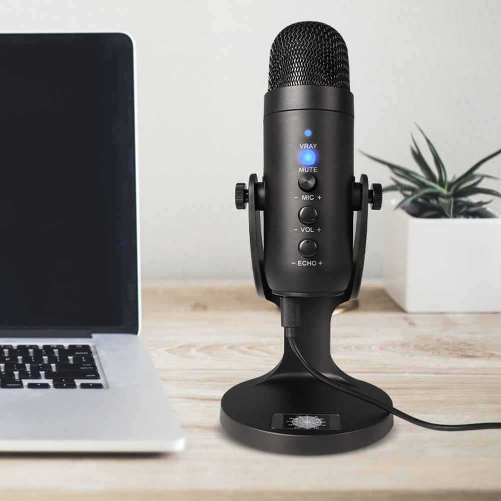 USB Condenser Microphone for Computer PC Mobile Phone Singing Gaming Streaming Podcasting Recording Mic with Monitor