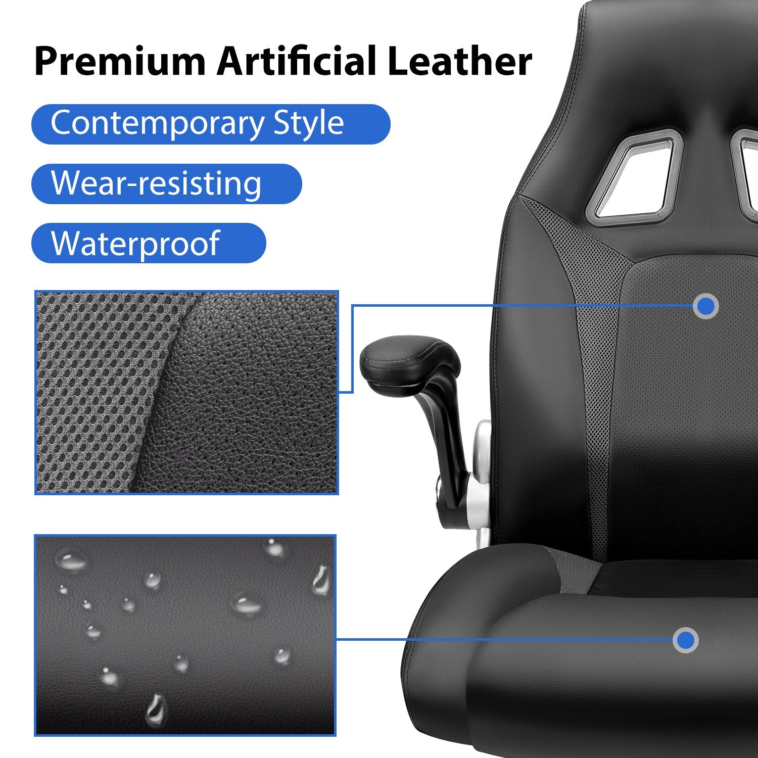 Furgle Gaming Chair Office Chair Swivel Chair Height-Adjustable Gaming Chair PC Chair Ergonomic Executive Chair with Armrests