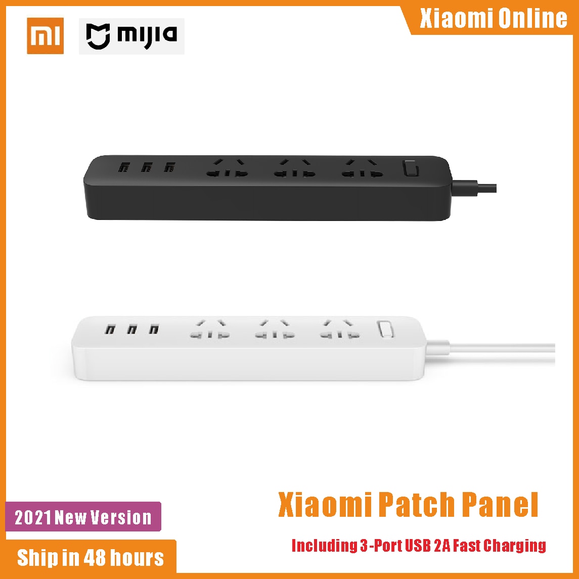 Xiaomi power strip With 3 USB Extension Socket Plug Fast Charging Power Multifunctional Strip 10A 250V 2500W plug patch board