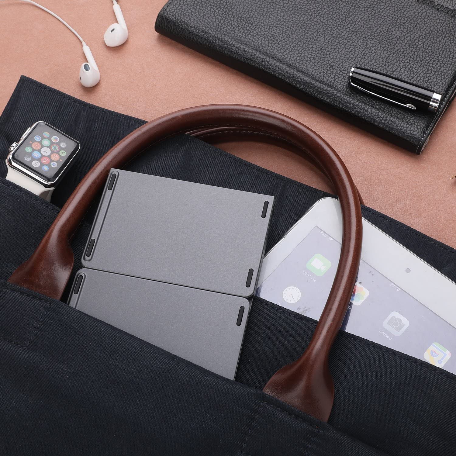 Foldable Bluetooth Keyboard, Portable Rechargable Mini Wireless Keyboard with Touchpad for Android, Windows, PC, Tablet