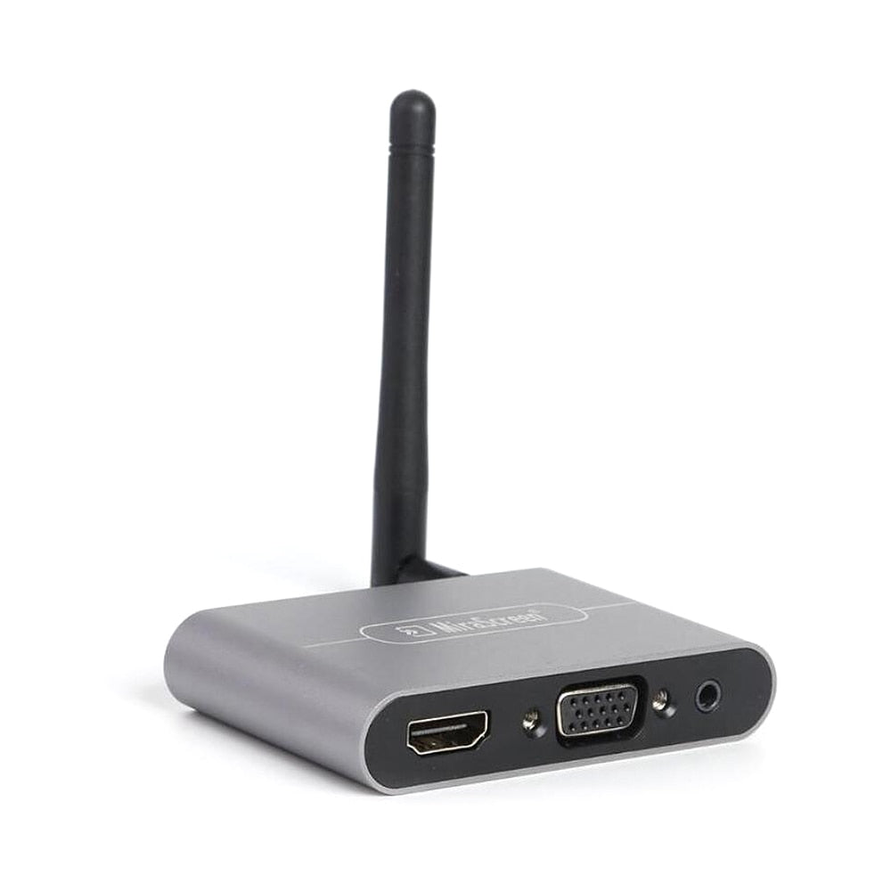 X6W Plus 4K Wireless Display Receiver 2.4GHz&5GHz Dual-frequency Wireless Dongle with External Antenna HD VGA Audio Ports Grey