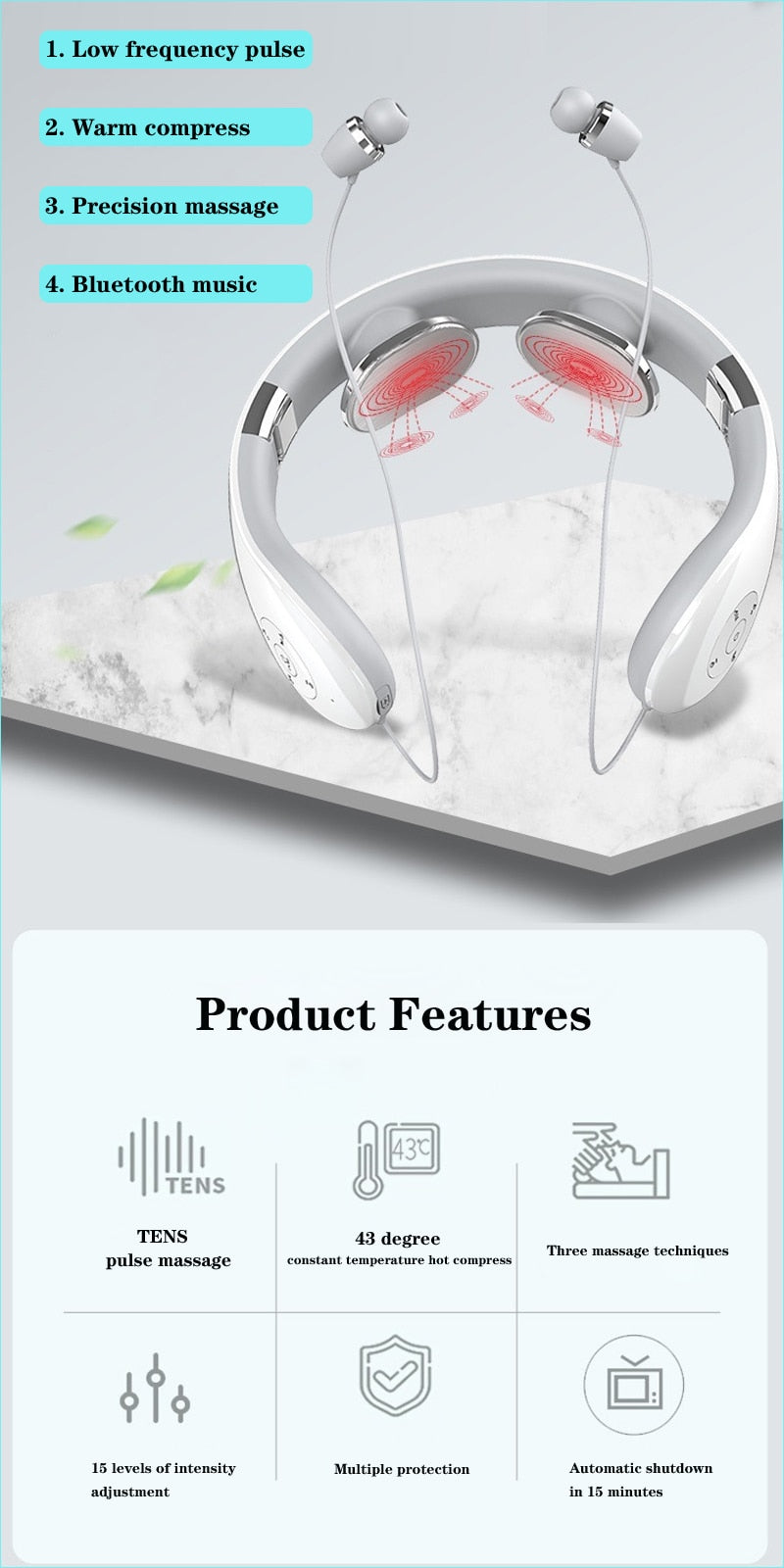 Smart Cervical Spine Massager Foldable Neck Massager With Bluetooth Music Wireless Neck Massage Sport Pain Relief Health Care