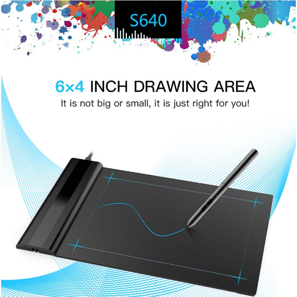 Drawing Tablet VEIKK S640 Graphic Board Ultra-Thin 6x4-inch Pen Tablet With 8192 Levels Passive Pen NEW