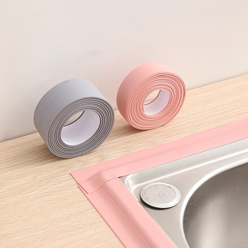 1Roll Waterproof Mold Proof Adhesive Tape Durable Use PVC Material Kitchen Bathroom Wall Sealing Tape Gadgets 3.2M