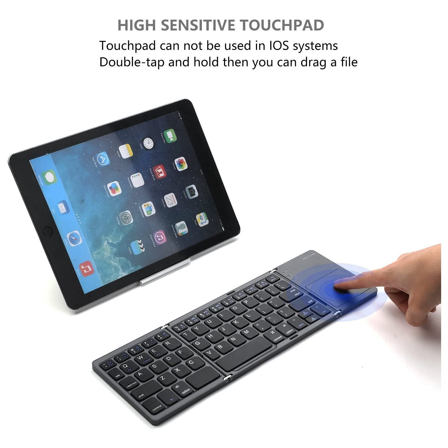 Foldable Bluetooth Keyboard, Portable Rechargable Mini Wireless Keyboard with Touchpad for Android, Windows, PC, Tablet