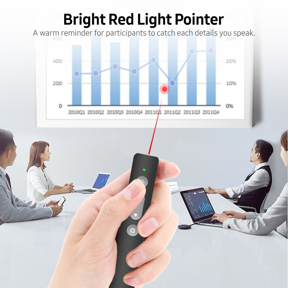 Remote Red Light Pointer 2.4GHz Wireless Presenter Rechargeable Presentation Clicker Wireless Presenter USB PPT Flip Pen